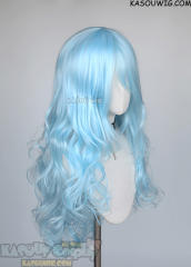 L-3 / KA046 light blue long layers loose waves cosplay wig heat-resistant fiber