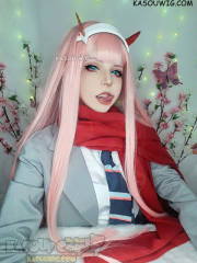 Darling in the Franxx Zero Two 002 pastel pink long blunt cut wig