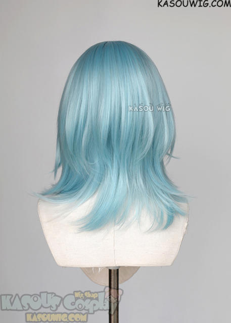 Genshin Impact Eula wig mint icy blue wig with white streaks