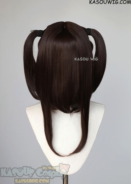 M-2 / KA028 ┇ 50CM / 19.7" Bistre Brown pigtails base wig with long bangs.