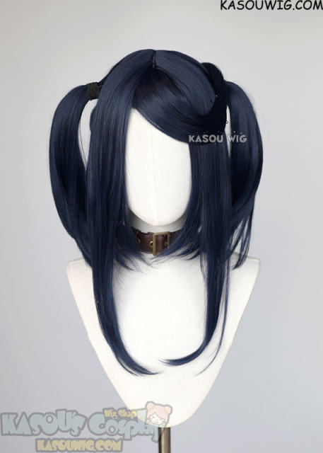 M-2/ SP10 ┇ 50CM / 19.7" dark blue pigtails base wig with long bangs.