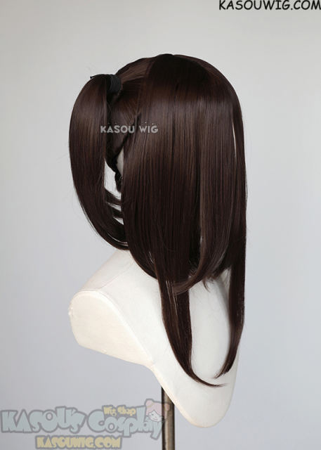 M-2 / KA028 ┇ 50CM / 19.7" Bistre Brown pigtails base wig with long bangs.