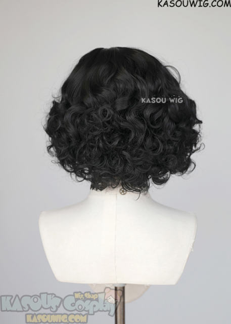 Resident Evil Village Lady Dimitrescu black side-parted curly wig