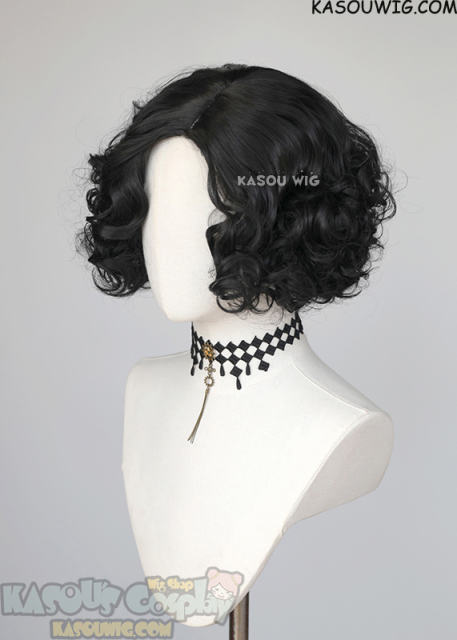 Resident Evil Village Lady Dimitrescu black side-parted curly wig