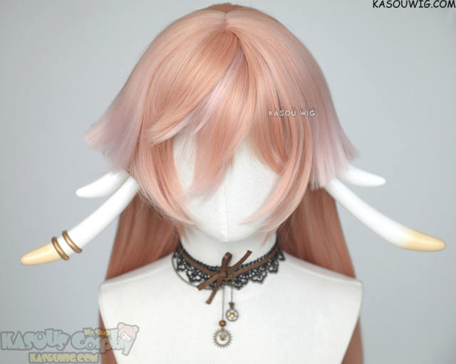 Genshin Impact Yanfei  80cm long straight wig, pink ombre