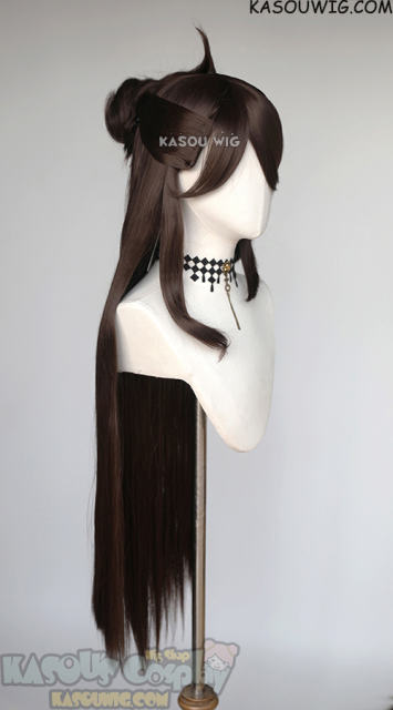 Genshin Impact Beidou 100cm long brown pre-styled wig with a bun