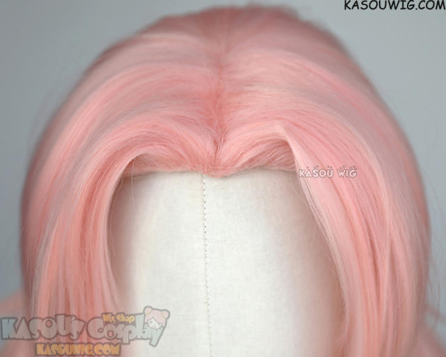 Naruto Haruno Sakura pastel pink pre-styled middle parted wig