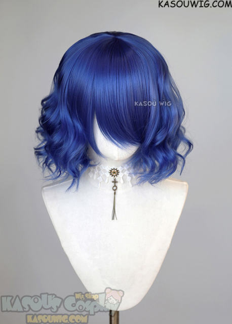 S-4 / KA050 royal blue loose beach waves lolita wig with bangs 35cm
