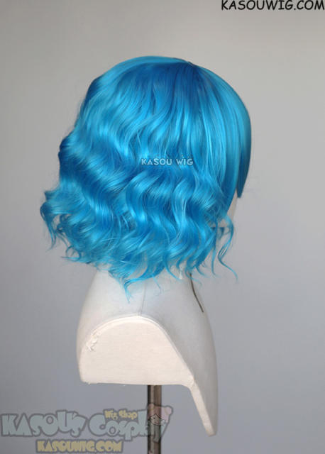 S-4 / KA047 blue loose beach waves lolita wig with bangs 35cm