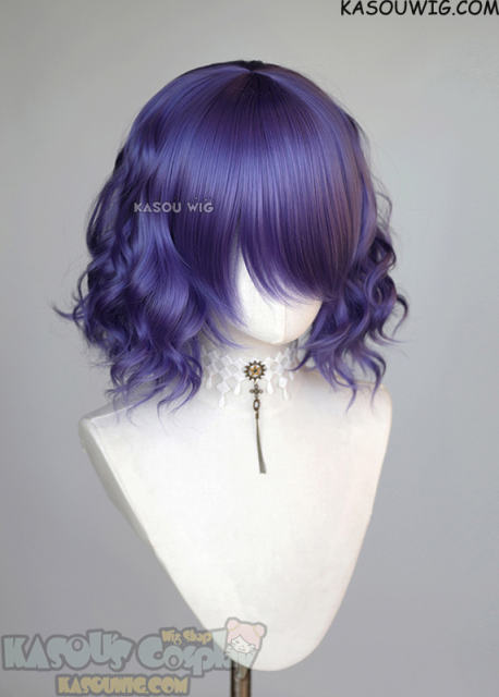 S-4 / KA057 cool purple loose beach waves lolita wig with bangs 35cm