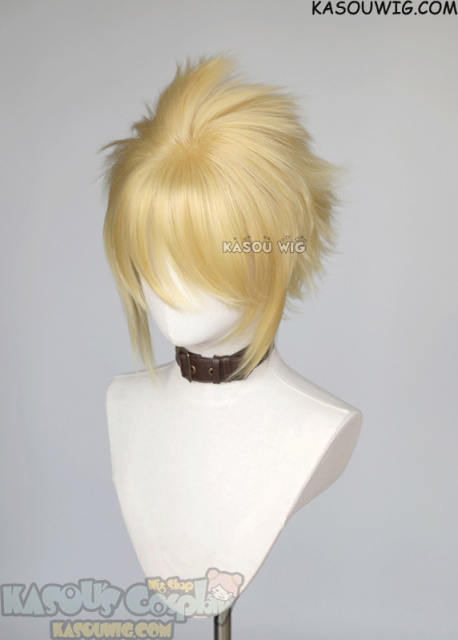 S-5 KA010 31cm/12.2" short light yellow blonde spiky layered cosplay wig