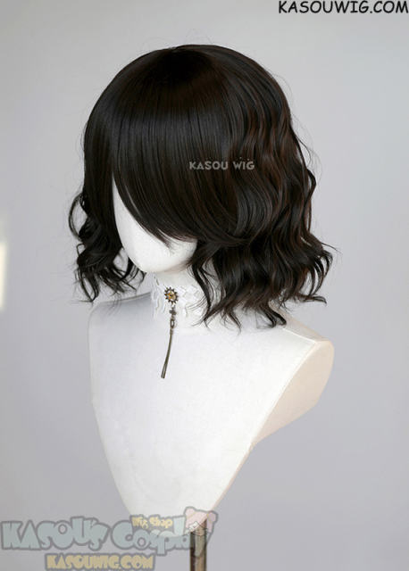 S-4 / KA031A natural black loose beach waves lolita wig with bangs 35cm