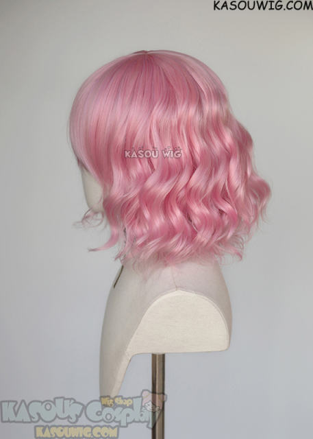 S-4 / KA034 baby pink loose beach waves lolita wig with bangs 35cm
