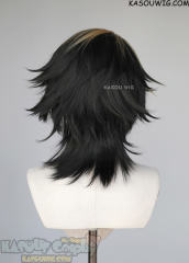 Tokyo Revengers Hanemiya Kazutora flippy black wig with blonde highlights