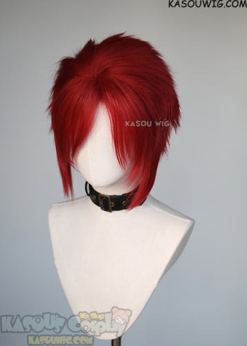 S-5 SP28 31cm/12.2" short crimson red spiky layered cosplay wig