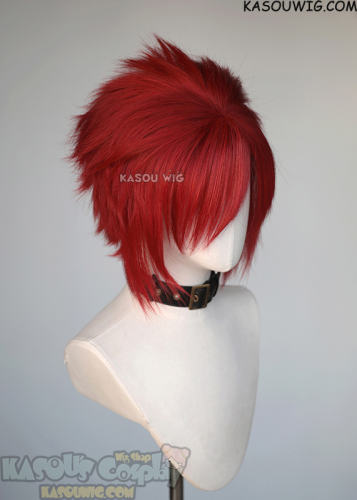S-5 SP28 31cm/12.2" short crimson red spiky layered cosplay wig