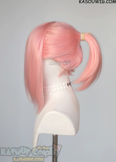 S-3 / KA033 light pink  ponytail base wig with long bangs.
