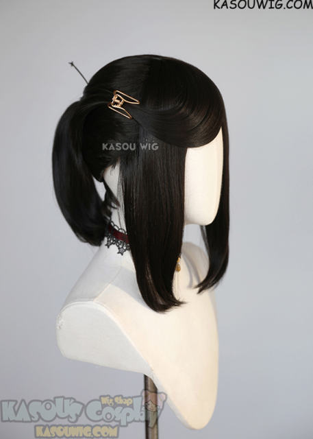 S-3 / KA031A natural black ponytail base wig with long bangs