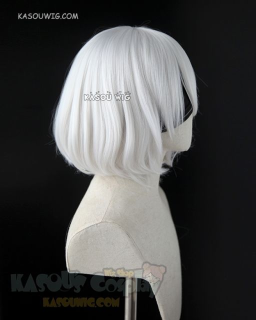 ( 2 colors ) NieR: Automata 2B short bob silver white cosplay wig  with long bangs