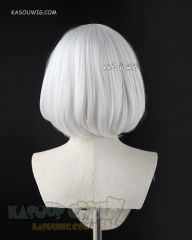 ( 2 colors ) NieR: Automata 2B short bob silver white cosplay wig with long bangs