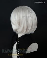 ( 2 colors ) NieR: Automata 2B short bob silver white cosplay wig with long bangs