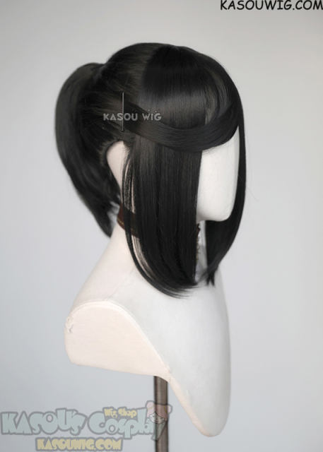 S-3 / KA032 Jet Black ponytail base wig with long bangs