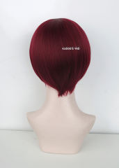 S-2 / KA043 Carmine red short bob smooth cosplay wig with long bangs