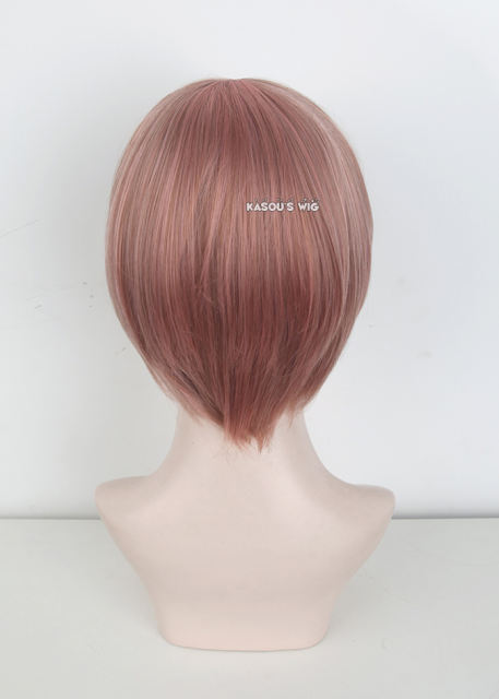 S-2 /  KA037 dusty pink short bob smooth cosplay wig with long bangs