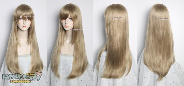 L-2 / KA016 tanned blonde 75cm long straight wig . Hiperlon fiber