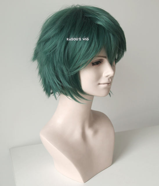 S-1 / KA065>>31cm / 12.2"  short dark olive green layered wig, easy to style,Hiperlon fiber