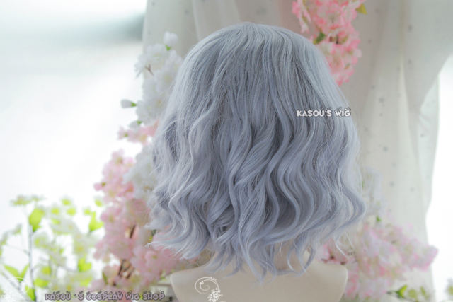 S-4 / SP26 silver lavender loose loose beach waves lolita . harajuku wig with bangs .35cm