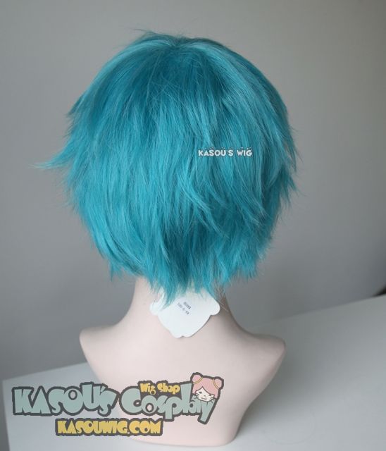 S-1 / KA059>>31cm / 12.2" short teal blue green layered wig, easy to style,Hiperlon fiber