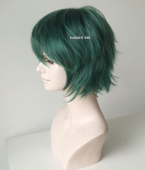 S-1 / KA065>>31cm / 12.2" short dark olive green layered wig, easy to style,Hiperlon fiber
