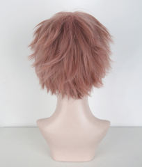 S-1 / KA037 >>31cm / 12.2" short dusty pink layered wig, easy to style,Hiperlon fiber