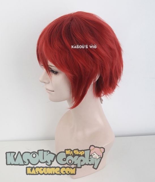 S-1 / KA042>>31cm / 12.2" short apple red layered wig, easy to style,Hiperlon fiber