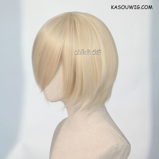 S-2 / SP17 light cream blonde short bob smooth cosplay wig with long bangs