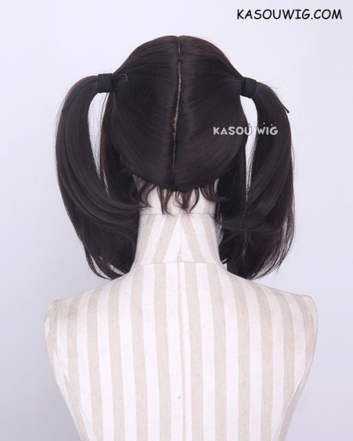 M-2/ KA031 ┇ 50CM / 19.7"  Deepest Brown pigtails base wig with long bangs.