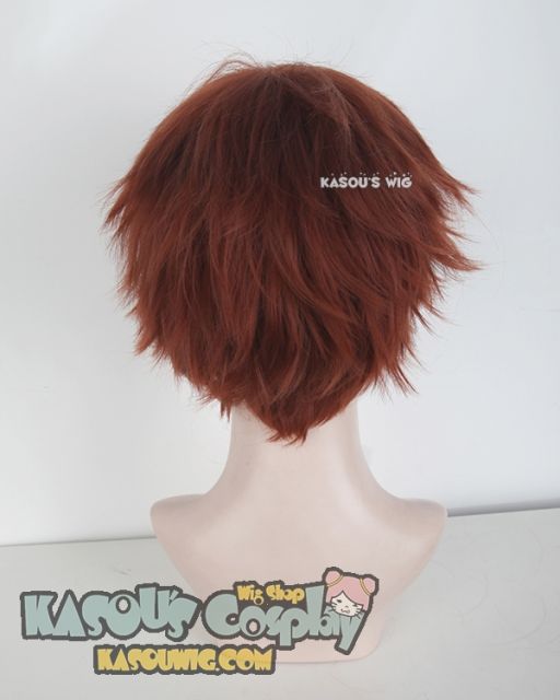 S-1 / KA044>>31cm / 12.2" short Burnt umber red layered wig, easy to style,Hiperlon fiber