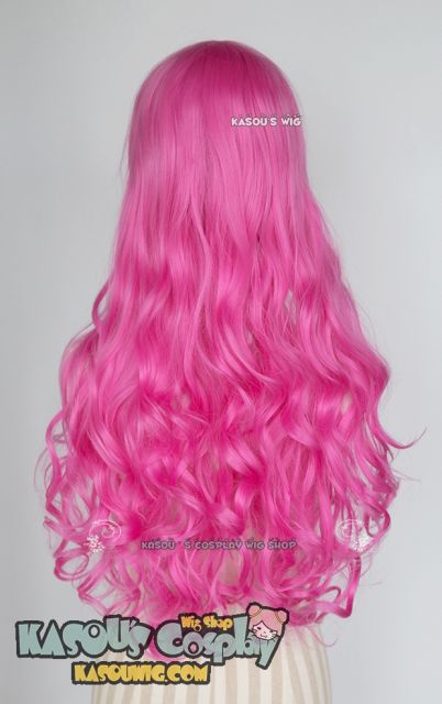 L-1 / KA035 deep pink 75cm long curly wig . Hiperlon fiber