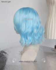 S-4 / KA046 light blue loose beach waves lolita . harajuku wig with bangs .35cm .