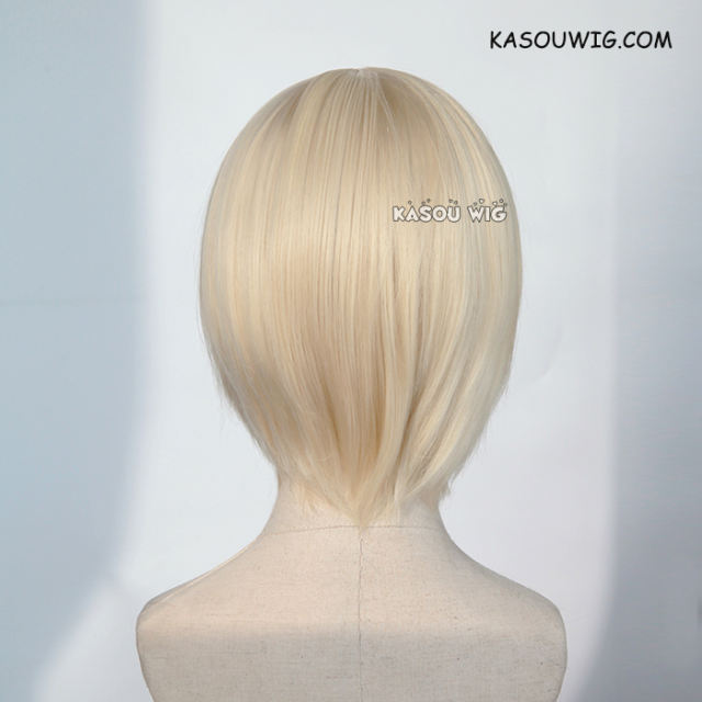 S-2 / SP17 light cream blonde short bob smooth cosplay wig with long bangs