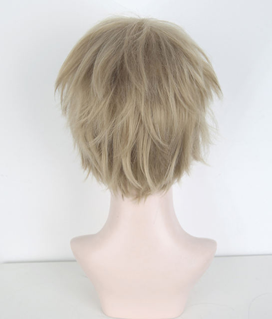 S-1 / KA016 >>31cm / 12.2" short tanned blonde layered wig, easy to style,Hiperlon fiber