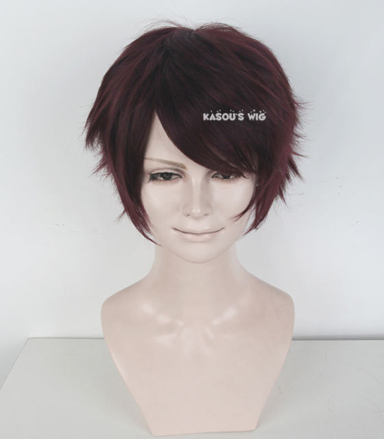 S-1 / KA058>>31cm / 12.2" short dark reddish brown layered wig, easy to style,Hiperlon fiber