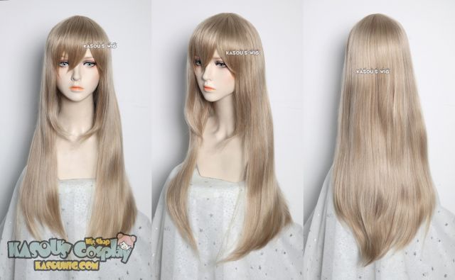 L-2 / KA015 ash blonde 75cm long straight wig . Hiperlon fiber