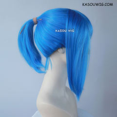 S-3 / KA048 Dodger Blue ponytail base wig with long bangs.