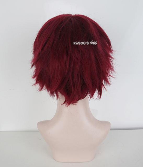 S-1 / KA043>>31cm / 12.2" short Carmine red layered wig, easy to style,Hiperlon fiber