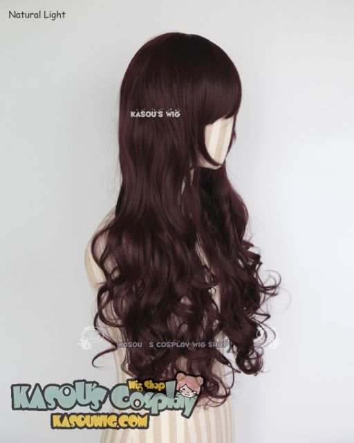 L-1 / KA058 dark reddish brown 75cm long curly wig . Hiperlon fiber .