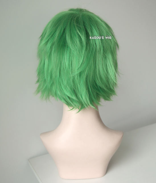 S-1 / KA060>>31cm / 12.2" short light green layered wig, easy to style,Hiperlon fiber