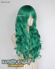 L-1 / KA062 emerald green 75cm long curly wig . Hiperlon fiber