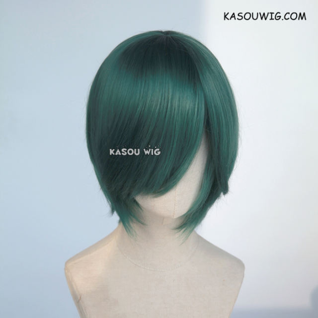 S-2 / KA065 dark olive green short bob smooth cosplay wig with long bangs